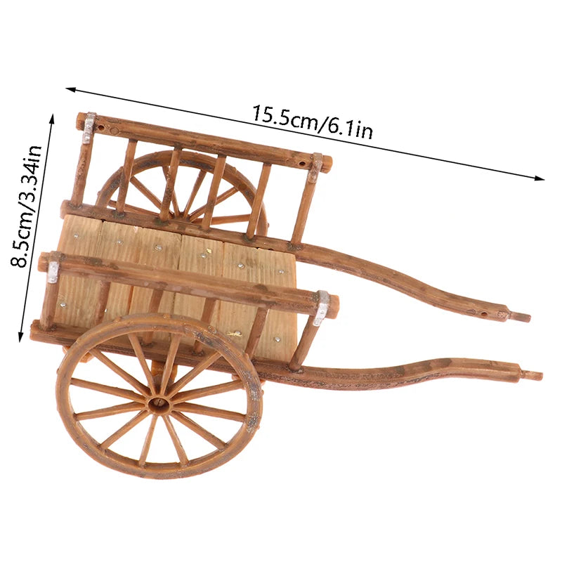 Dollhouse Miniature Simulation Assembled Cart  Model DIY Accessories Garden Furniture Toys