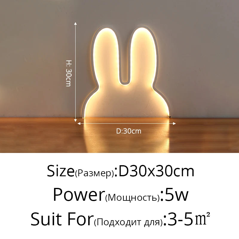 Cute Led Rabbit Wall Lights USB Powered Baby Desk Table Lamp For Bedroom Bedside Children Kid's Room Home Decor Atmosphere Light