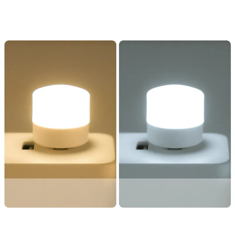USB Night Light Mini LED Night Light USB Plug Lamp Power Bank Charging USB Book Lights Small Round Reading Eye Protection Lamps