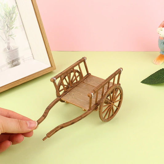 Dollhouse Miniature Simulation Assembled Cart  Model DIY Accessories Garden Furniture Toys