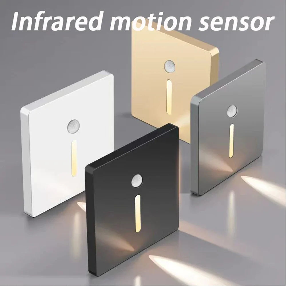 Smart Motion Sensor LED Night Light Wall Lights Stair Footlight Indoor Outdoor Stair Wall Lamp Recessed Step Lighting