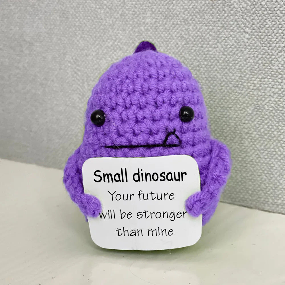 Crochet Positive Energy Bee Hand-woven Dolls Hug Pocket Handmade Knitting Doll With Card Desktop Ornament Gift Home Room Decor