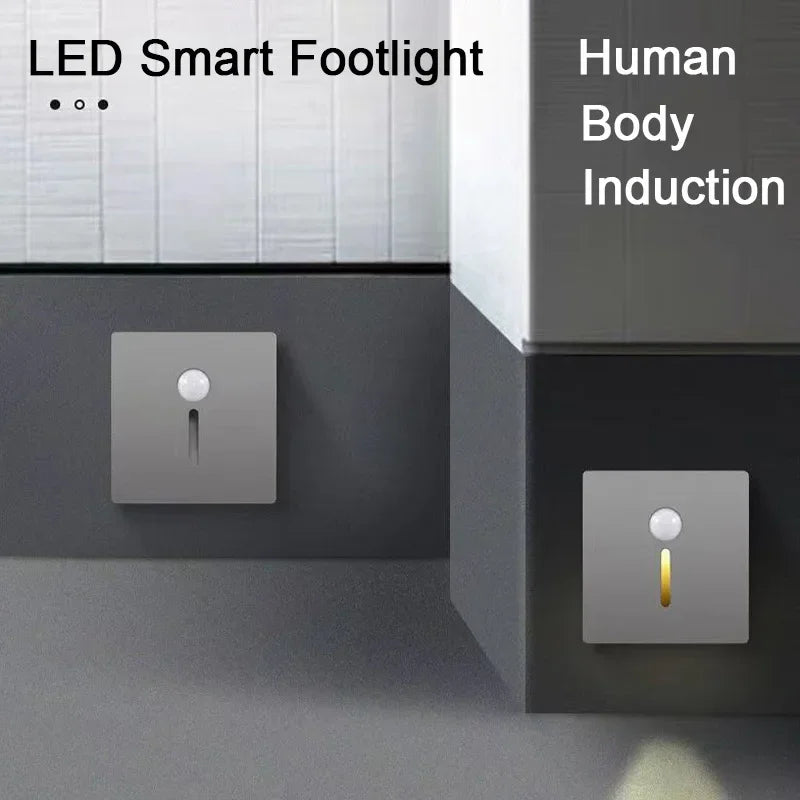 Smart Motion Sensor LED Night Light Wall Lights Stair Footlight Indoor Outdoor Stair Wall Lamp Recessed Step Lighting