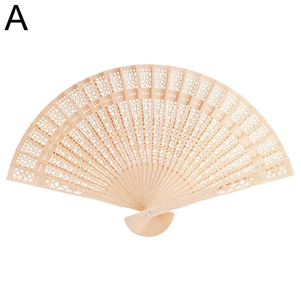 Full Flush Wooden Fan Sunflower Fan Hollow Folding Fan Wooden Sandalwood Fan Wedding Fan Home Decoration