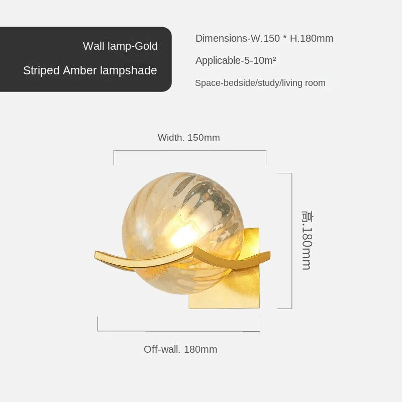 Modern Led wall Light Gold Glass Ball Wall Lamp living Room Bathroom Bedroom Bedside Entrance Porch Indoor Lighting DecorLamp