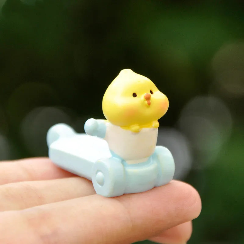 Figurines Miniatures Cute Yellow Chicken Animal Micro Landscape Ornaments For Home Decorations Room Decor Desk Accessories