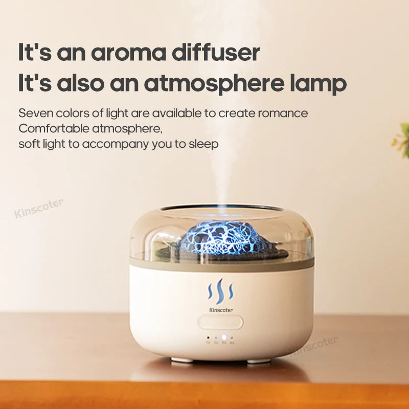 Portable Volcano Aroma Diffuser 160ml Essential Oil Air Humidifier Sprayer USB with LED Colorful Night Light for Home Office