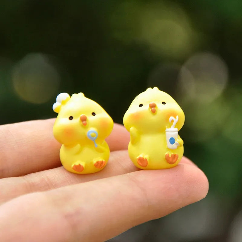 Figurines Miniatures Cute Yellow Chicken Animal Micro Landscape Ornaments For Home Decorations Room Decor Desk Accessories