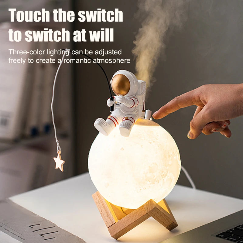 3D Print Moon Lamp Air Humidifier Astronaut Home Decor Resin Spaceman Miniature LED Touch Switch Night Light Cool Mist Purifier