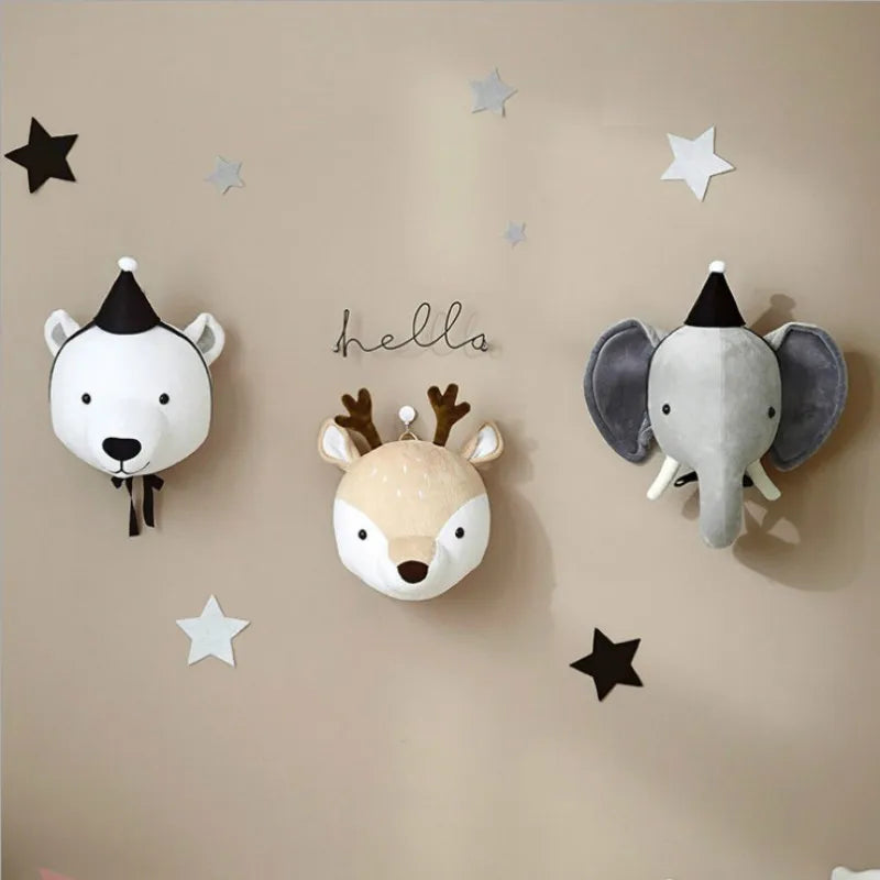 Wall Decoration Animal Head Soft Wall Hanging Ins Nordic Style Children's Room Creative Decoration Hanging Elephant