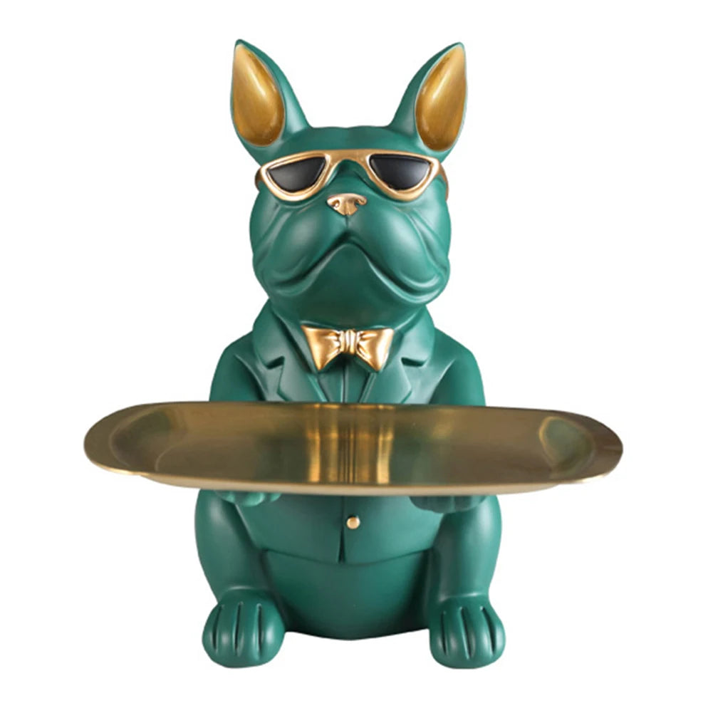 Bulldog Cool Sculpture Dog Ornament Butler Storage Box with Tray Nordic Table Decoration Resin Animal Sculpture Coin Piggy Bank