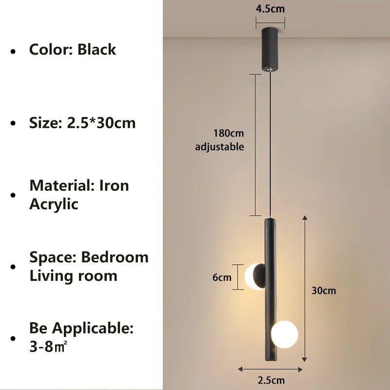 Minimalist LED Pendant Lamp For Living Room Bedside Study Aisle Chandelier Indoor Home Decor Light Fixture Luster Hanging Lamp