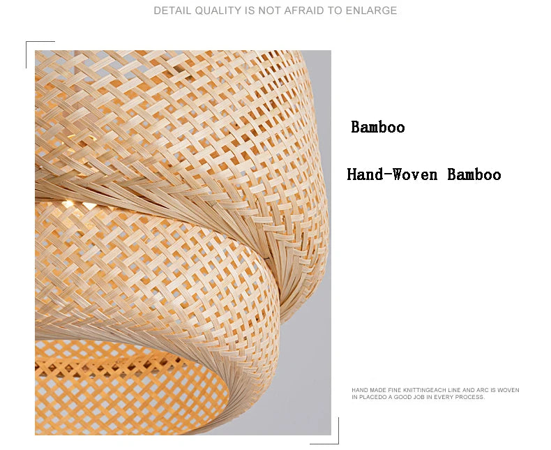 Bamboo Pendant Lamp E27 Hand Knitted Chinese Style Weaving Hanging Lamps Restaurant Chandeliers Home Decor AC85-260V