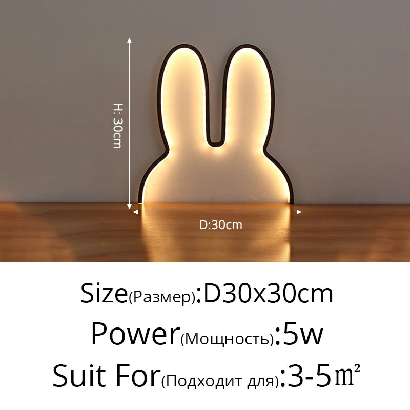 Cute Led Rabbit Wall Lights USB Powered Baby Desk Table Lamp For Bedroom Bedside Children Kid's Room Home Decor Atmosphere Light