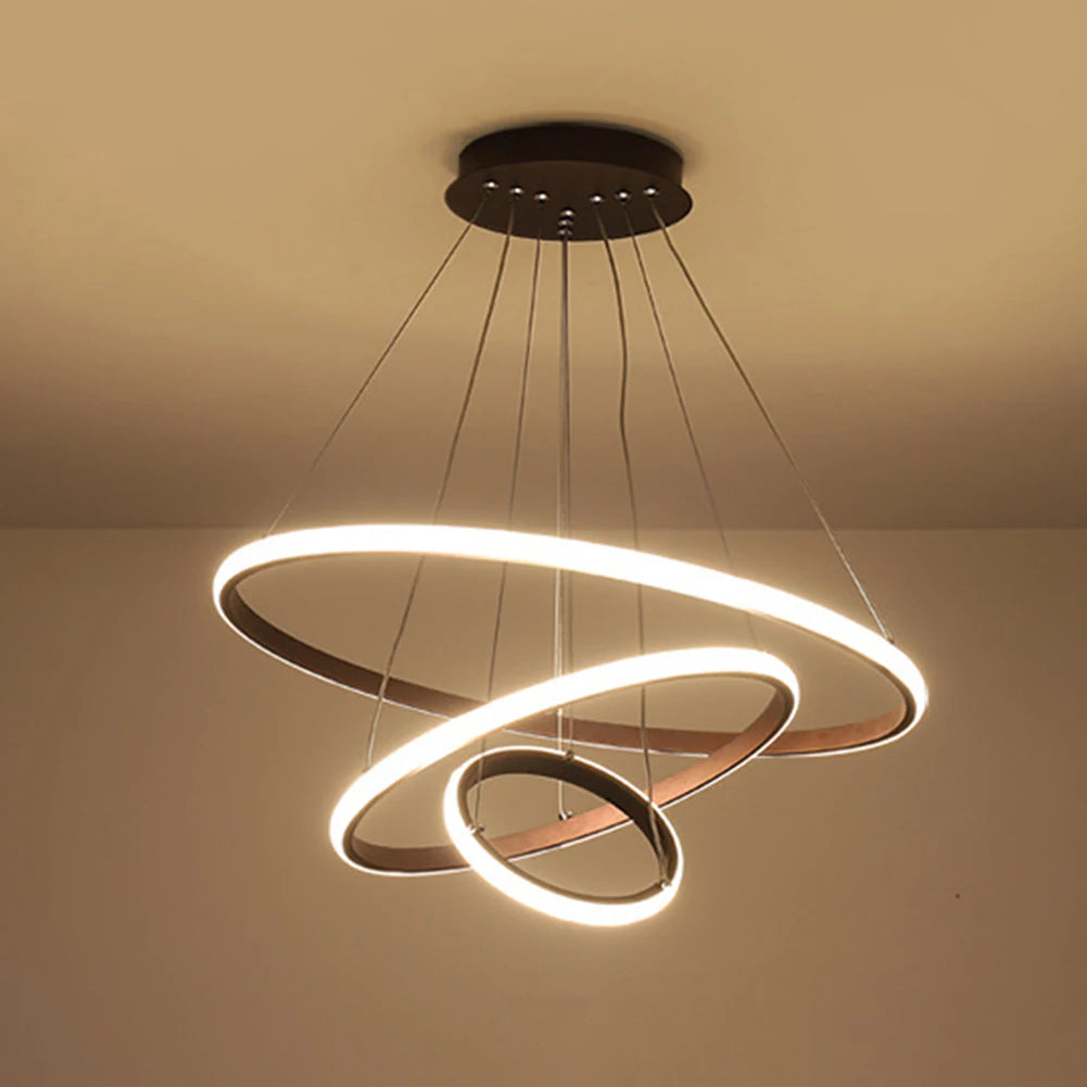 Simple Modern LED Pendant Chandelier High Brightness Decor Ornament for Living Room Dining Room Bedroom Adjustable Hanging Lamp