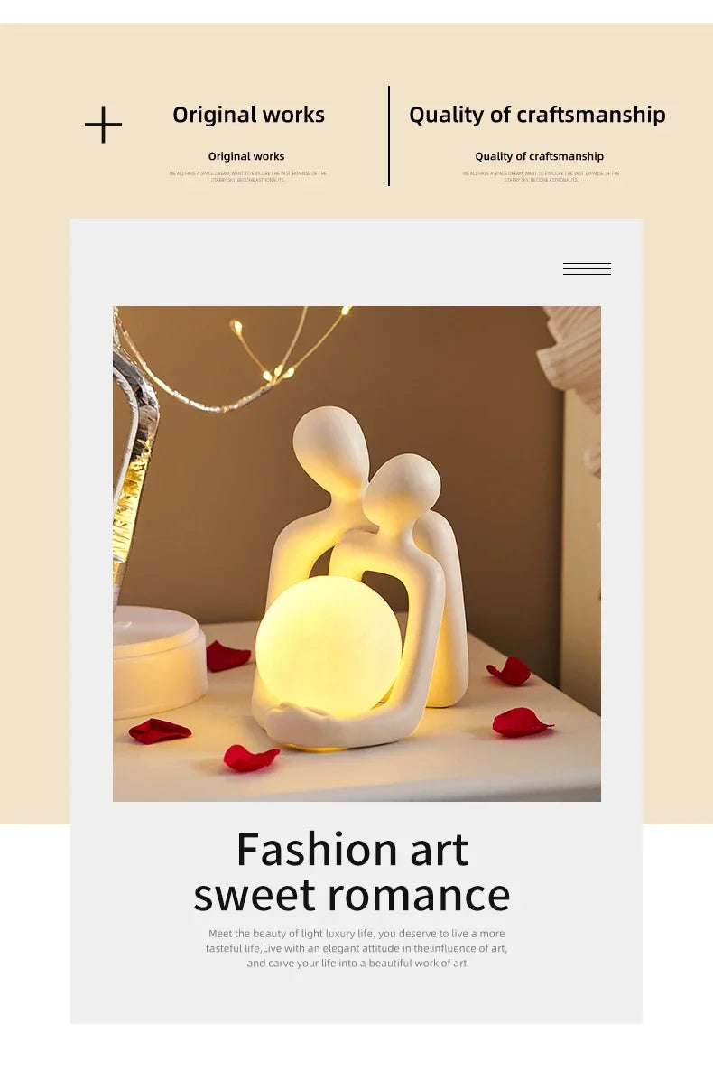 Nordic Style Minimalism Couple Table Lamp Bedroom Decor Accessories Aesthetic Room Decor Christmas Decoration Home Decor Gift