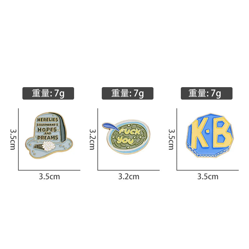 English letter brooch Cartoon soup bowl pins Bag Decorative metal badge Accessories wholesale Gift to friends