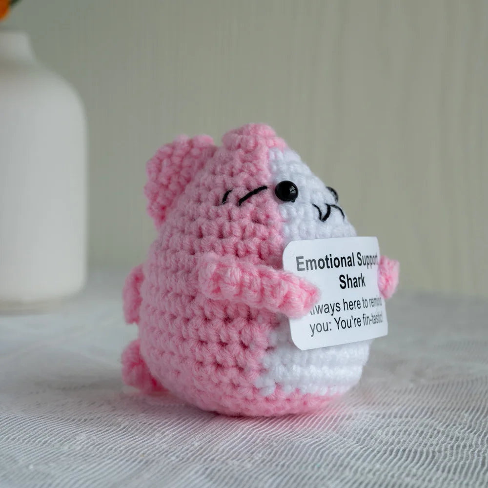 Crochet Positive Energy Bee Hand-woven Dolls Hug Pocket Handmade Knitting Doll With Card Desktop Ornament Gift Home Room Decor