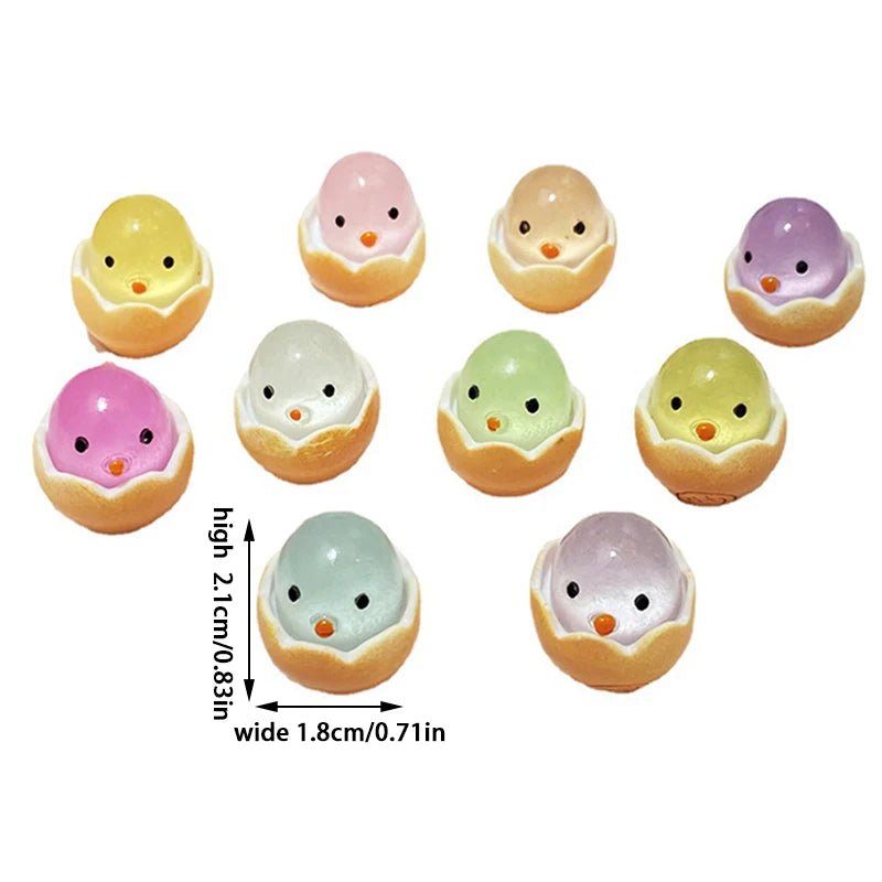 20Pcs Easter Eggshell Chick Micro Landscape Decorations Glowing Easter Eggs Ornament Kids Novelty Toys Easter Decor DIY Gifts