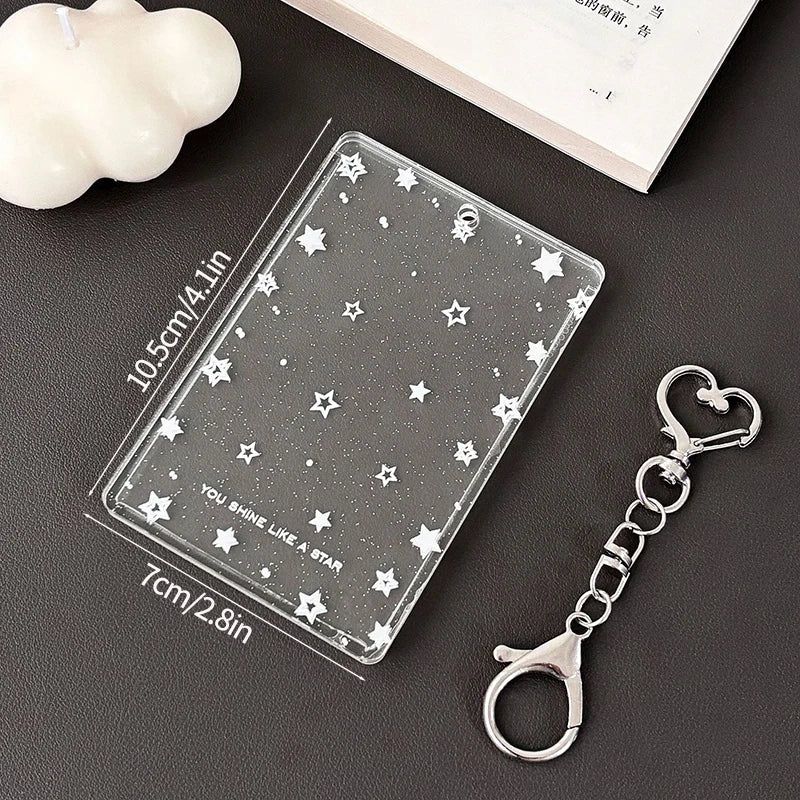 Acrylic Transparent PhotoCard Holder Kpop Idol Card Sleeve Case ID Bank Card Photo Display Stand Album Cover Pendant Keychain