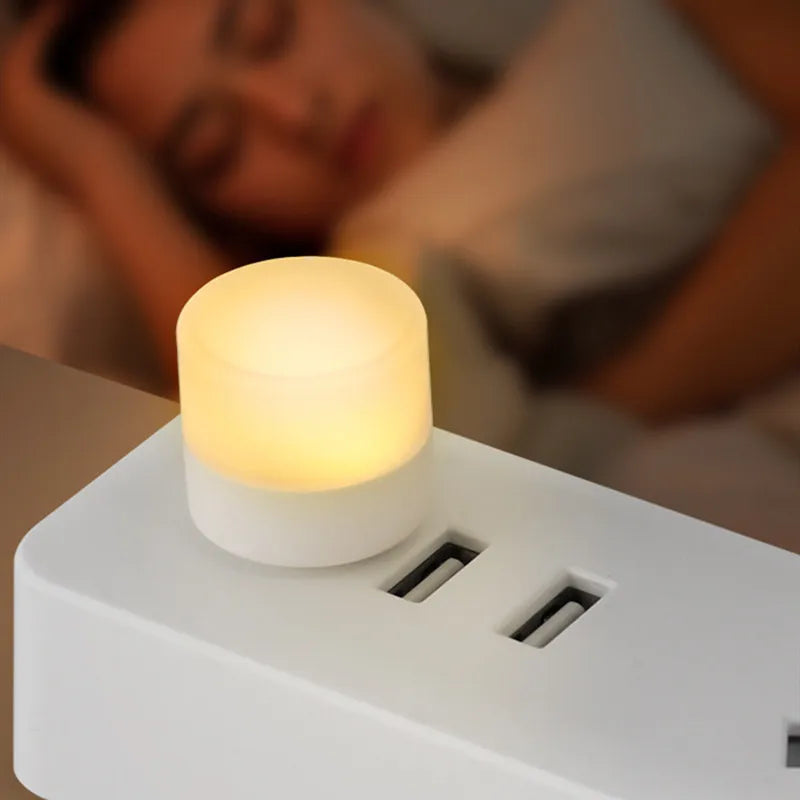USB Night Light Mini LED Night Light USB Plug Lamp Power Bank Charging USB Book Lights Small Round Reading Eye Protection Lamps