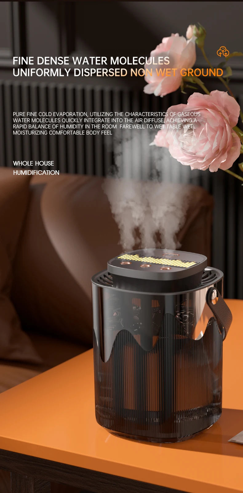 New Creative Humidifier Household Atomizer 3L Large Capacity Three Jet USB Silent Desktop Bedroom Dormitory Office Night Light