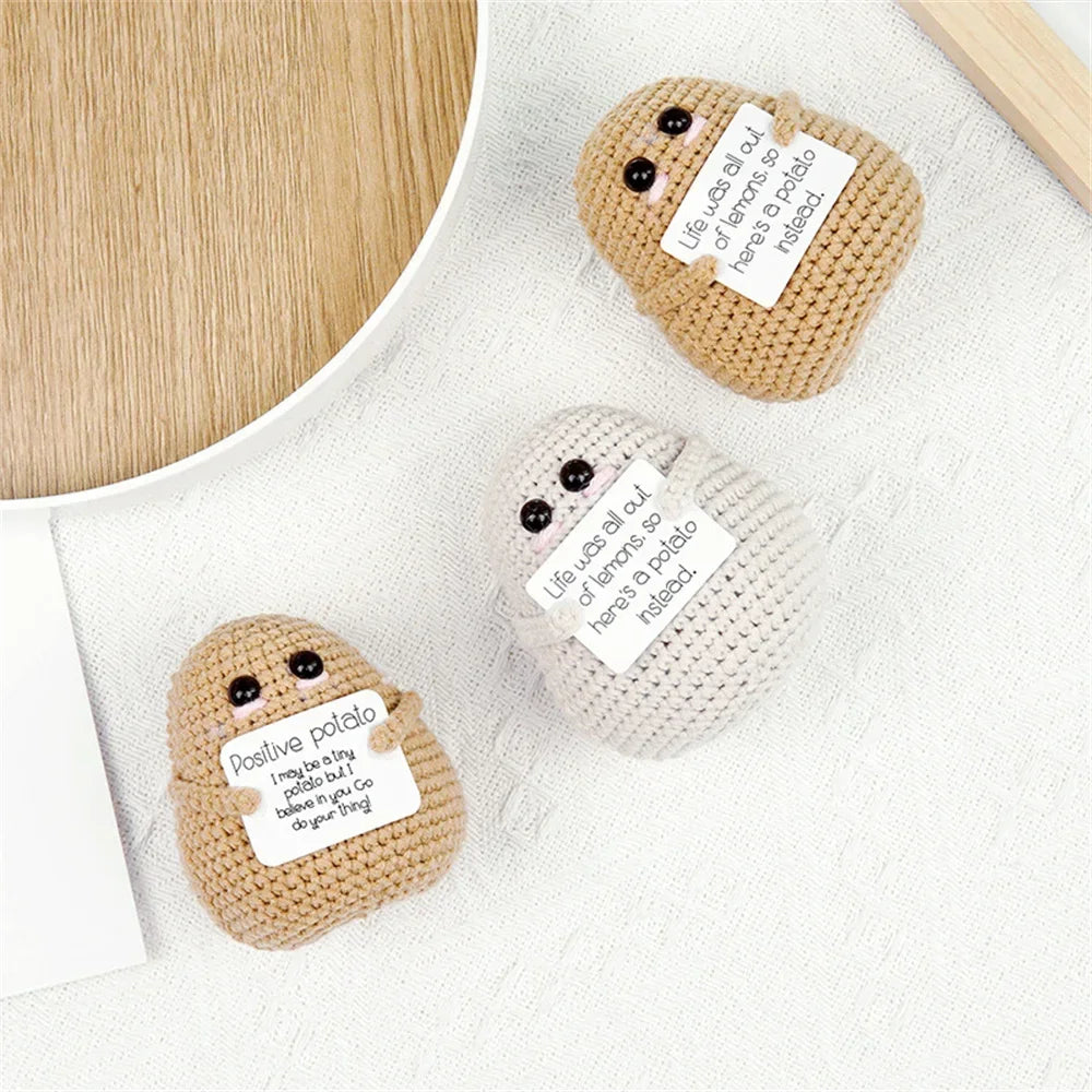 Handmade Positive Big Butt Potatoes Doll With Card Home Decoration Knitting Potato Doll Ornament Room Decor Christams Party Gift