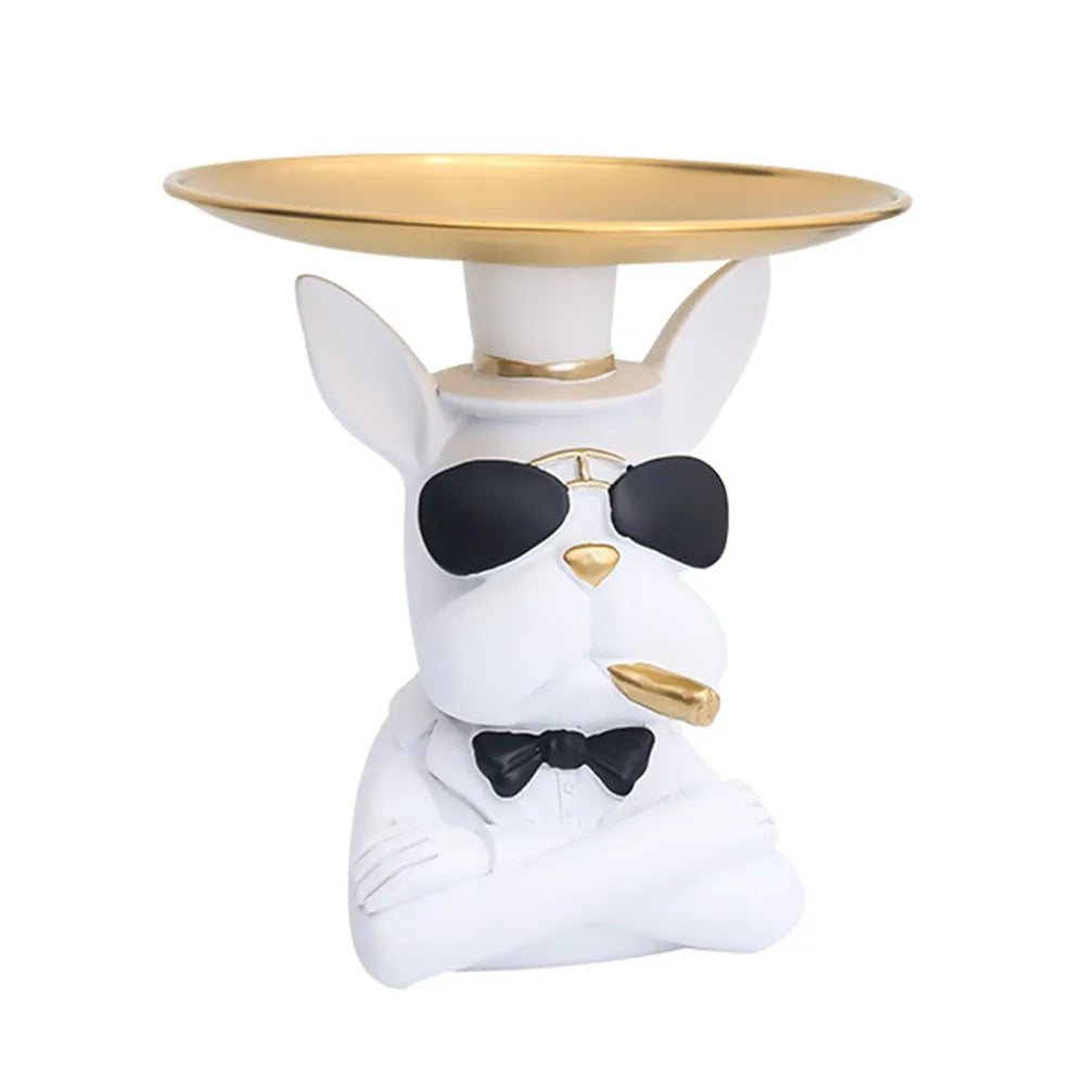 Bulldog Cool Sculpture Dog Ornament Butler Storage Box with Tray Nordic Table Decoration Resin Animal Sculpture Coin Piggy Bank