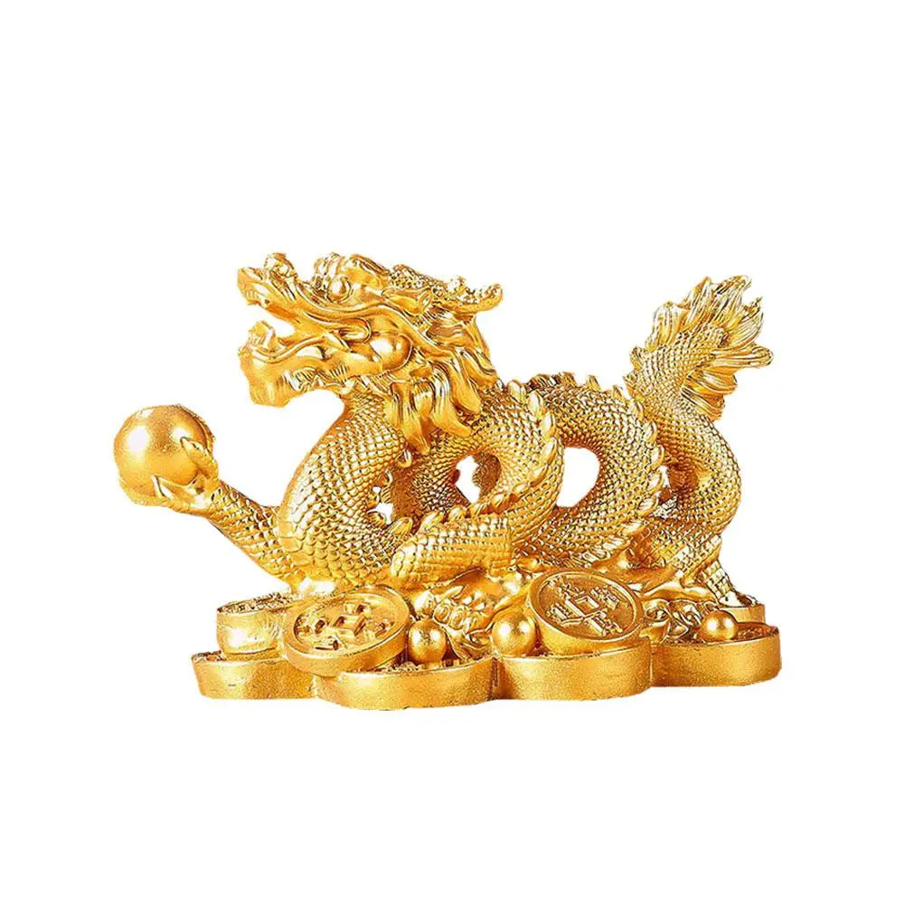 Chinese auspicious Money Dragon statuette Resin sculpture Feng Shui Decoration Home living room bedroom office Figurines
