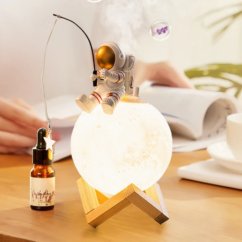 3D Print Moon Lamp Air Humidifier Astronaut Home Decor Resin Spaceman Miniature LED Touch Switch Night Light Cool Mist Purifier