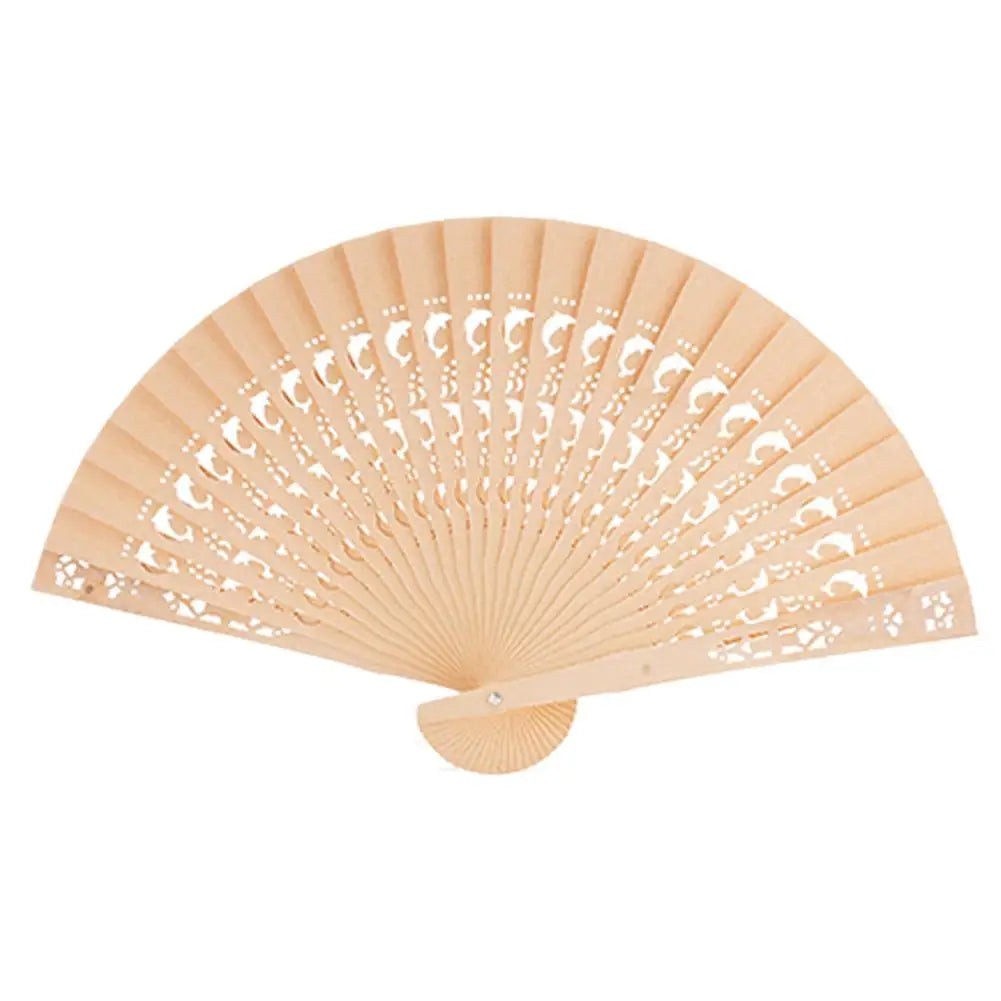 Full Flush Wooden Fan Sunflower Fan Hollow Folding Fan Wooden Sandalwood Fan Wedding Fan Home Decoration