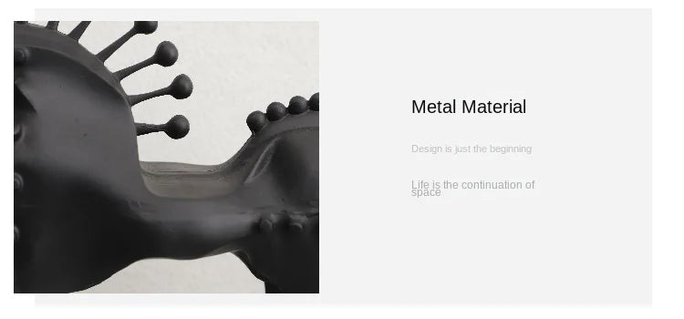 Thorn Horse Black Metal Abstract Statue,Creative Ornament, Home, Living Room, Office, Desktop Decoration, Handicraft Accessories