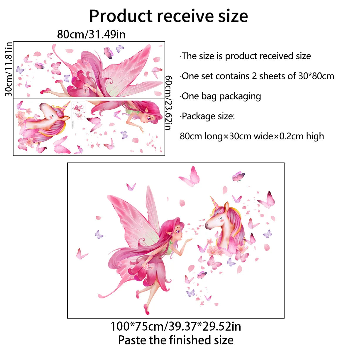 Decorative Vinyl Tile Child Wall Sticker For Baby Girl Room Decor Adhesive Wallpaper Bedroom Accessories Elf Unicorn Wall Decor
