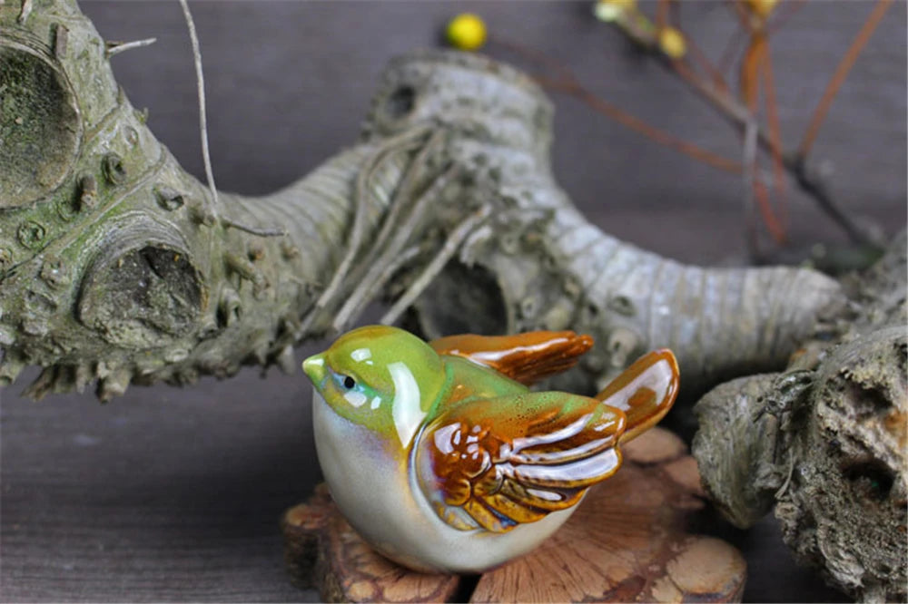 6pcs/Set Ceramic Objects Birds Statue Home Decor Porcelain Magpie Ornament Decorate Study Decoration Sparrow Tits Figurine Model