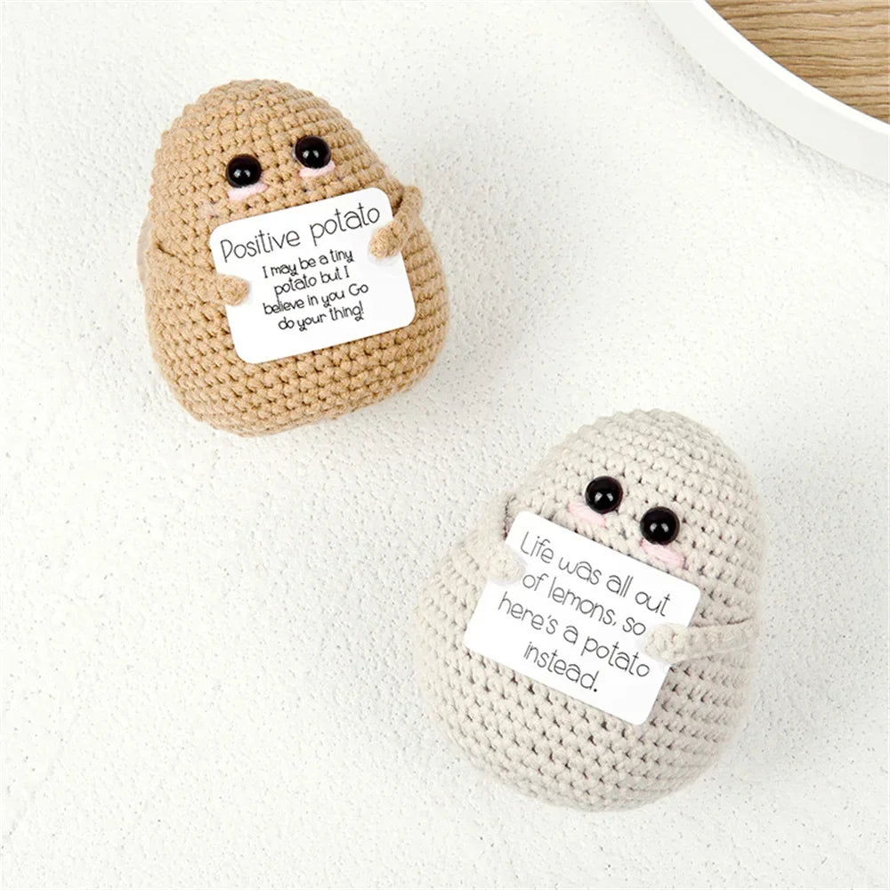Handmade Positive Big Butt Potatoes Doll With Card Home Decoration Knitting Potato Doll Ornament Room Decor Christams Party Gift