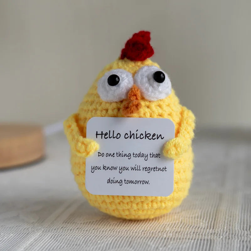 Crochet Positive Energy Bee Hand-woven Dolls Hug Pocket Handmade Knitting Doll With Card Desktop Ornament Gift Home Room Decor