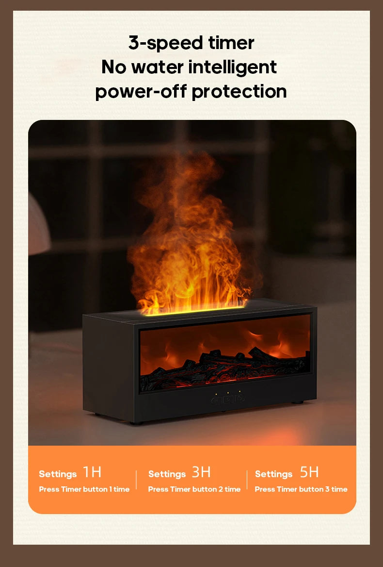 Creative Fireplace Aroma Diffuser Flame Air Humidifier Waterless Auto-Off Protection with Remote for Home Bedroom Holiday Gifts