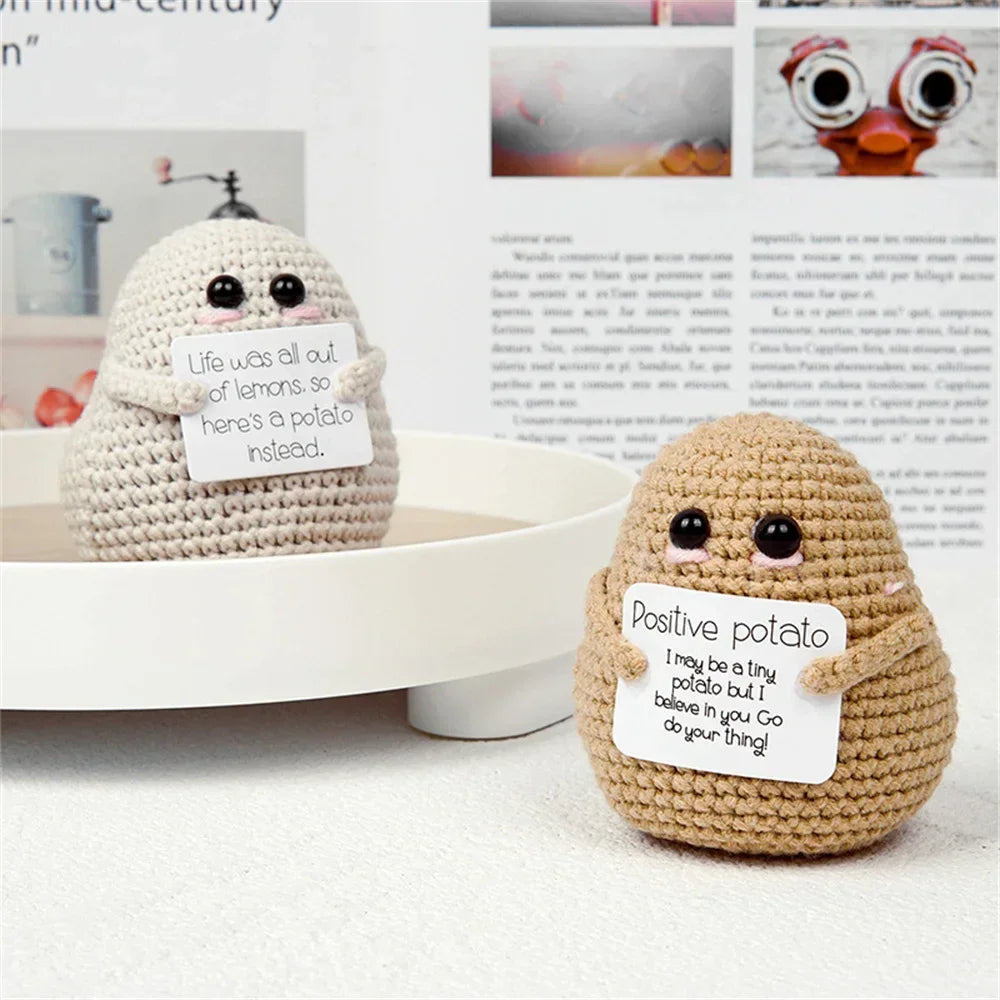 Handmade Positive Big Butt Potatoes Doll With Card Home Decoration Knitting Potato Doll Ornament Room Decor Christams Party Gift