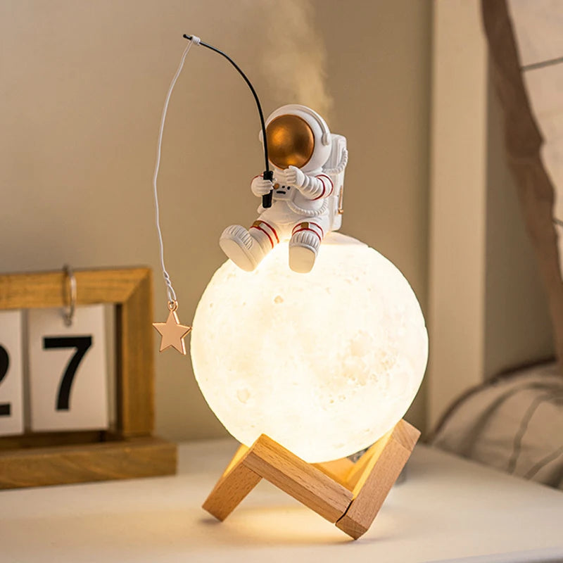 3D Print Moon Lamp Air Humidifier Astronaut Home Decor Resin Spaceman Miniature LED Touch Switch Night Light Cool Mist Purifier