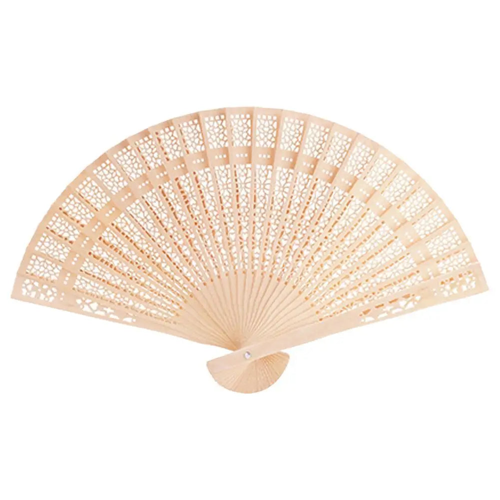 Full Flush Wooden Fan Sunflower Fan Hollow Folding Fan Wooden Sandalwood Fan Wedding Fan Home Decoration