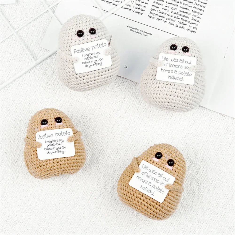 Handmade Positive Big Butt Potatoes Doll With Card Home Decoration Knitting Potato Doll Ornament Room Decor Christams Party Gift