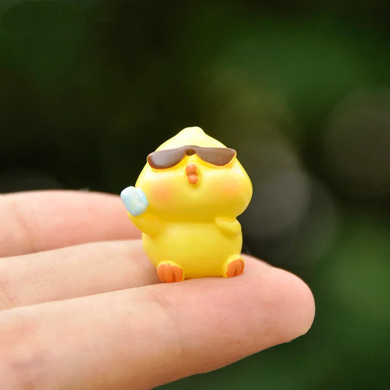 Figurines Miniatures Cute Yellow Chicken Animal Micro Landscape Ornaments For Home Decorations Room Decor Desk Accessories