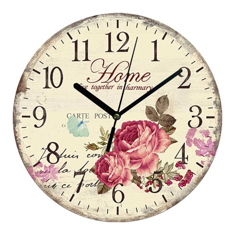 Wall Wooden Clocks for Coffee Houses, Brief Design, Silent Home, Cafe, Office, Wall Decor, Large Art, 23cm, 9in