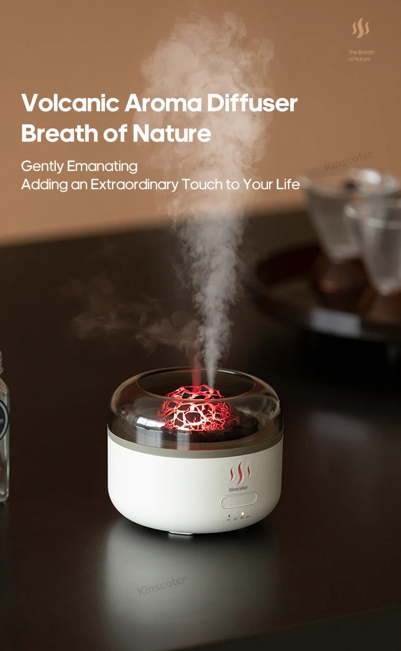 Portable Volcano Aroma Diffuser 160ml Essential Oil Air Humidifier Sprayer USB with LED Colorful Night Light for Home Office