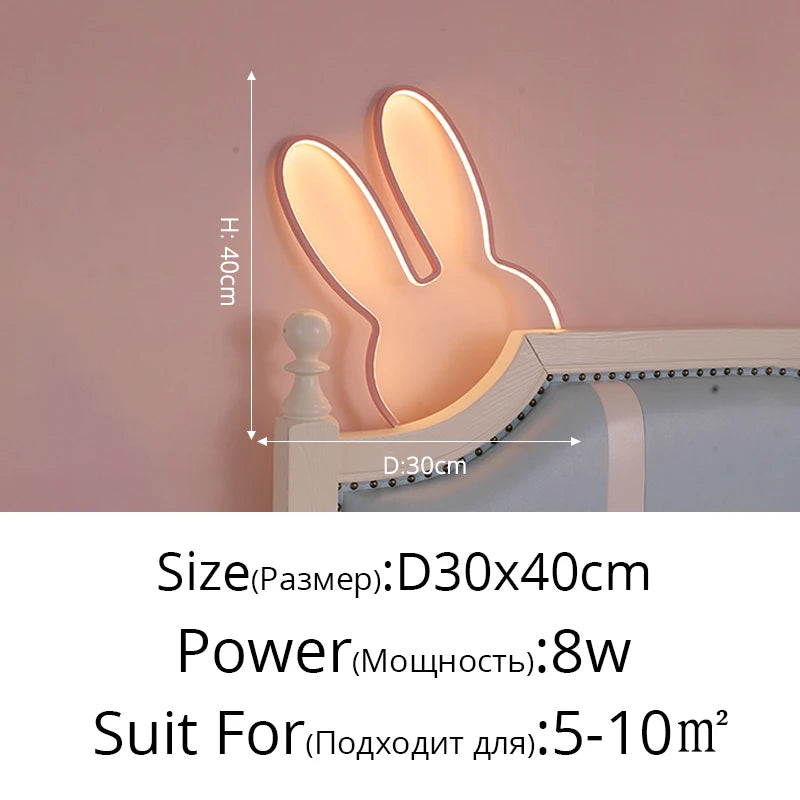 Cute Led Rabbit Wall Lights USB Powered Baby Desk Table Lamp For Bedroom Bedside Children Kid's Room Home Decor Atmosphere Light