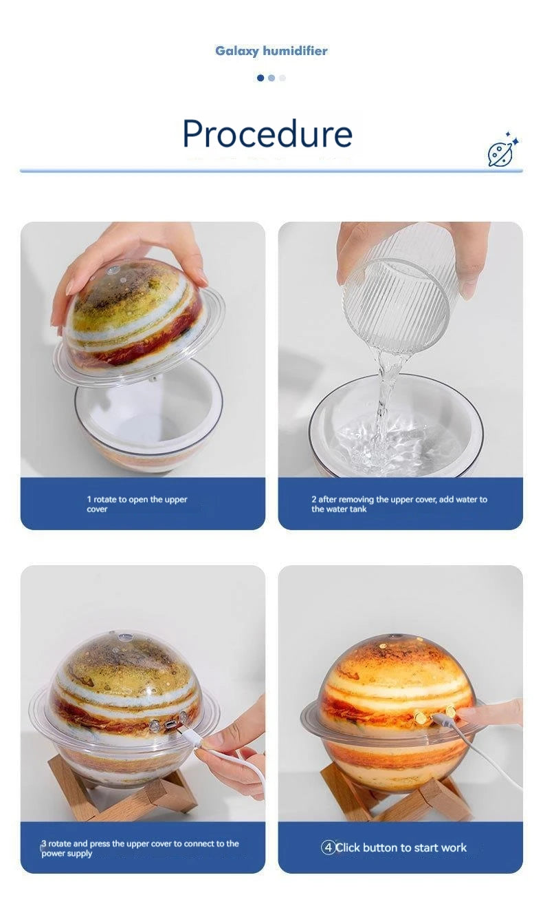 New Creative Planet Humidifier High Fog Volume Home Night Light Air Atomizer Jupiter Humidifier Delicate Small Gift