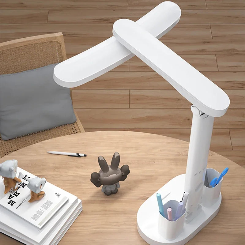 Clock LED Table Lamp USB Chargeable Dimmable Desk Lights Foldable Eye Protection Desktop Study desk  Reading  Night Light  LampS