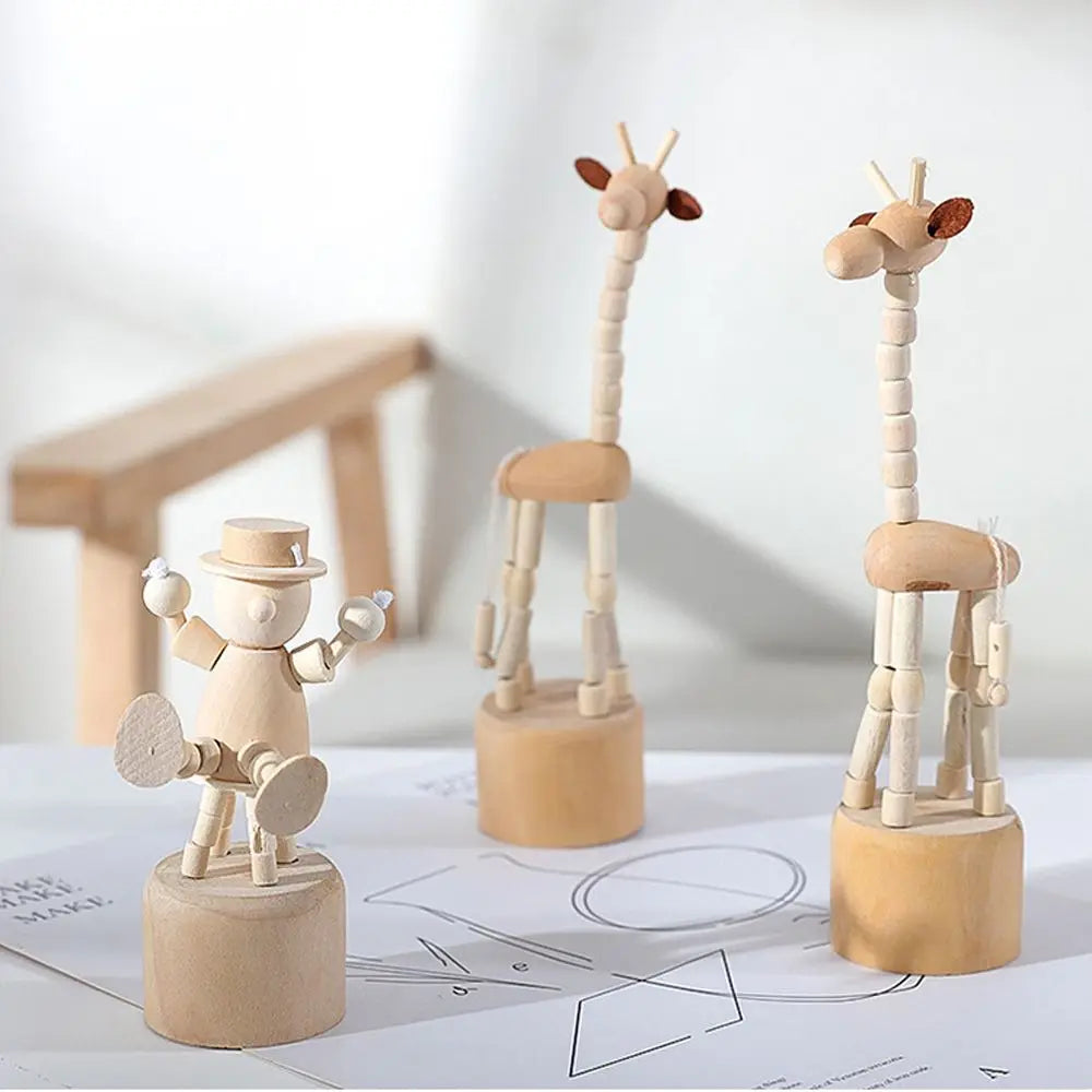 Giraffe Dog Home Decoration Figurine Gifts Educational Toys Wood DIY Craft Mini Desktop Decor Wooden Animal Ornaments