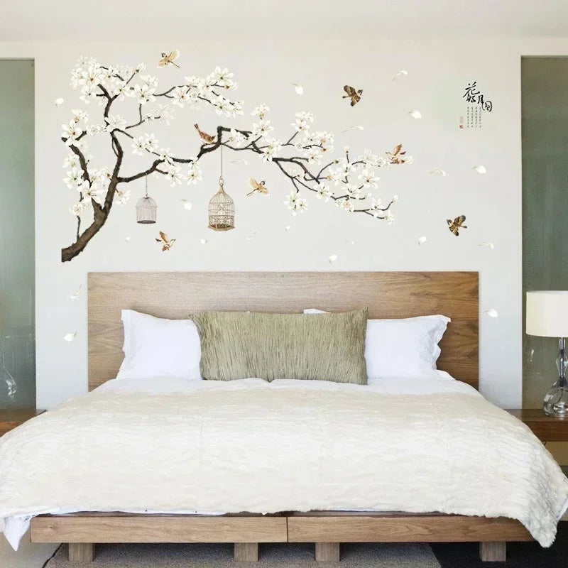 Tree Wall Sticker Bird Flower Home Decor Wallpaper for Living Room Bedroom DIY Vinyl Room Decor