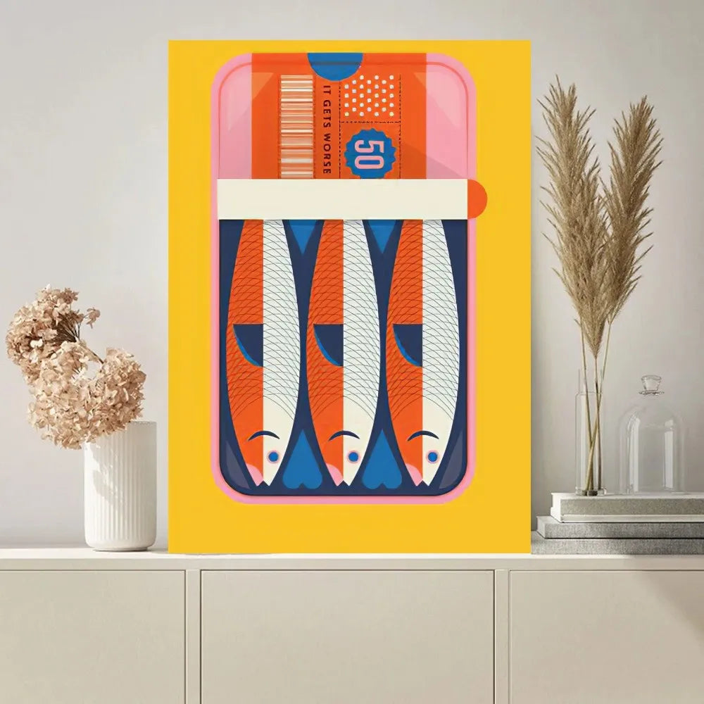 Cuadros Decoration Sardines Nordic Poster Paintings on The Wall Picture for Living Room Interior Painting Room Decoration